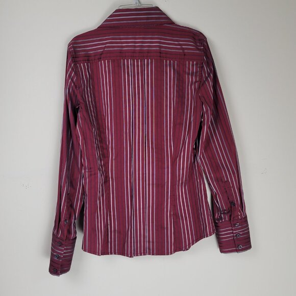 Express Design Studio Long Sleeve Stripes V- Shirt - Picture 3 of 8